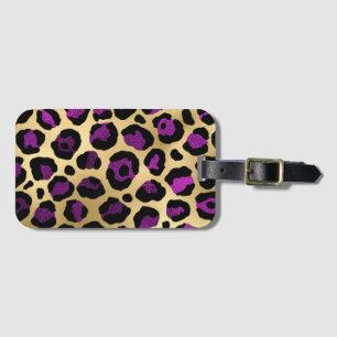 Étiquette À Bagage Conception de série Leopard violet et or 4