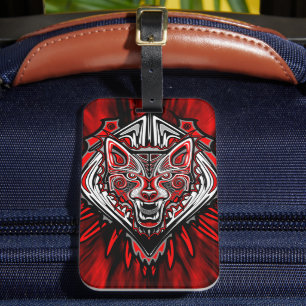 Étiquette À Bagage Conception de totem tribal Haida Loup