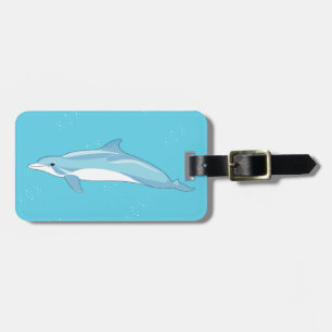 Étiquette À Bagage Conception d'illustration de dauphin bleu sous-mar
