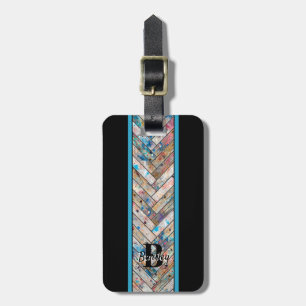 Étiquette À Bagage Conception en bois peint à base de Herringbone