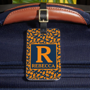 Étiquette À Bagage Conception personnalisée de feuilles orange