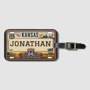 Étiquette À Bagage Conception personnalisée de la route 66 du Kansas