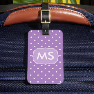 Étiquette À Bagage Conception personnalisée lavande violet blanc pois