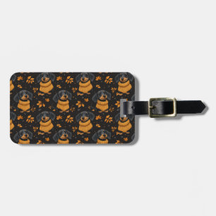 Étiquette À Bagage Confortable Dachshund Automne Motif - Amoureux de 