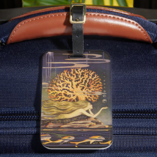 Étiquette À Bagage Conte de fée vintage, petite sirène dans le corail