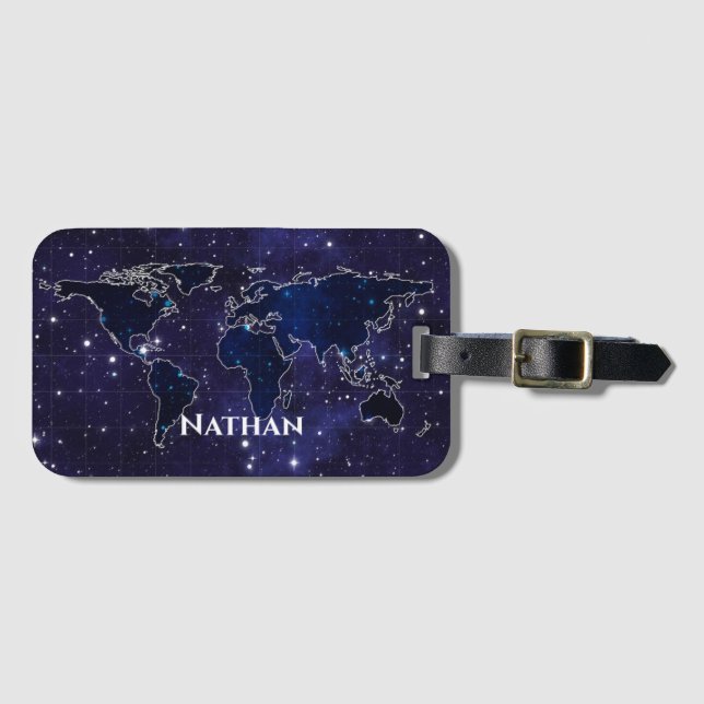 Étiquette À Bagage Continents dans Star Constellations Night Sky Name (Devant Horizontal)