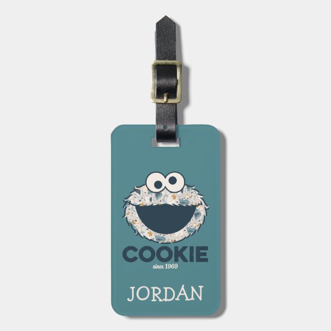 Étiquette À Bagage Cookie Monster | Cookie depuis 1969 (Devant Vertical)
