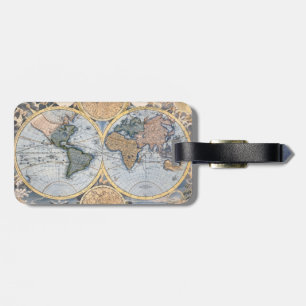 Étiquette À Bagage Cool antique de carte du monde
