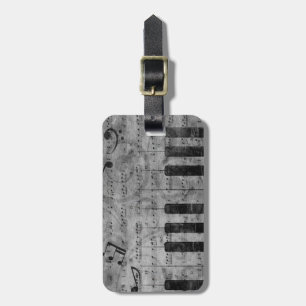 Étiquette À Bagage Cool antique grunge, effet piano notes musicales