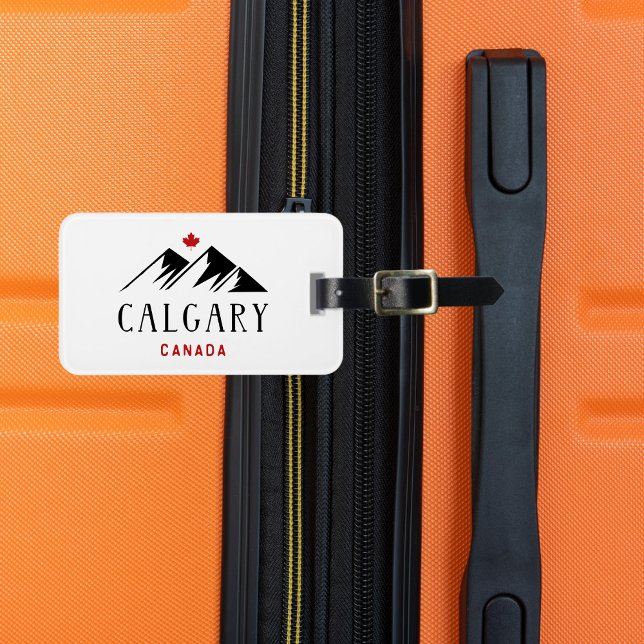 Étiquette À Bagage Cool Calgary Canada Mountains Maple Leaf (Créateur téléchargé)
