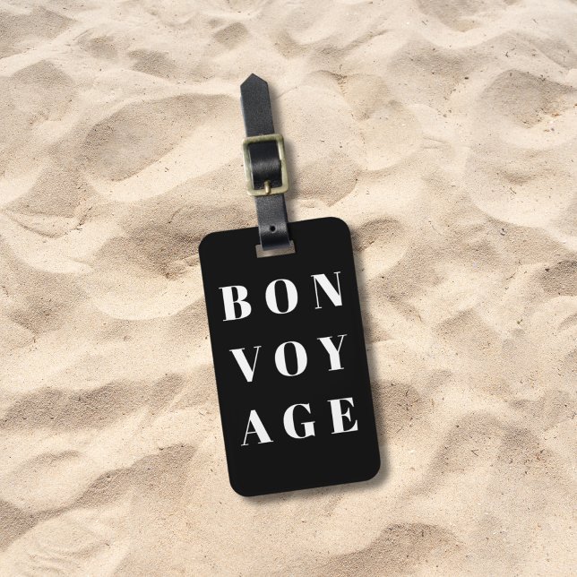Étiquette À Bagage Cool gris clair noir gras Bon voyage (Créateur téléchargé)