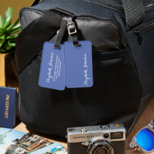 Étiquette À Bagage Cool moderne élégant Denim Blue À damiers Voyage