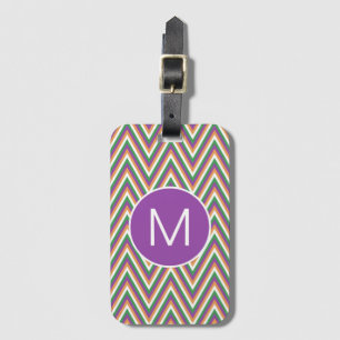 Étiquette À Bagage Cool Motif Retro Chevron Monogram