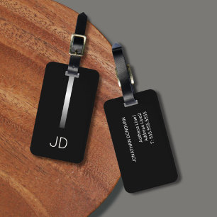Étiquette À Bagage Cool noir Faux Argent Strigramme