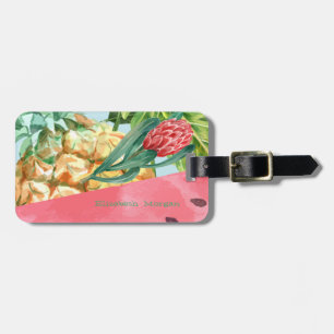 Étiquette À Bagage Cool Pineappon Watermelon Hibiscus Palm Feuilles
