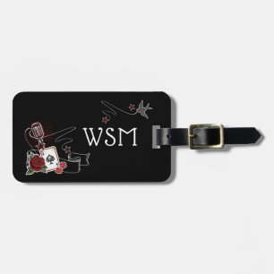 Étiquette À Bagage Cool Rockabilly Personnalisé Monogramme Chanteur M