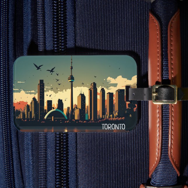 Étiquette À Bagage Cool Toronto Canada Skyline  (Insitu Rectoal 4)