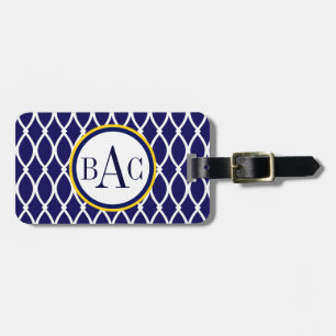Étiquette À Bagage Copie décorée d'un monogramme de Barcelone de bleu