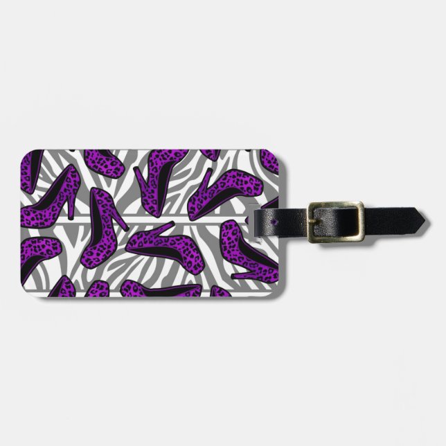 Étiquette À Bagage Copie pourpre de chaussure de talon haut de (Devant horizontal)