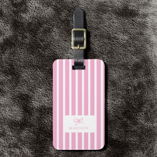 Étiquette À Bagage Coquette Bow rose mignonne Preppy Nom personnalisé