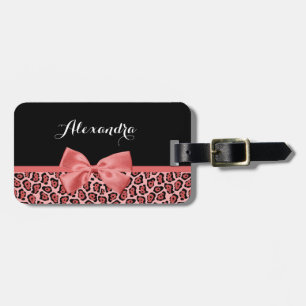 Étiquette À Bagage Corail et Jaguar noir Imprimer Coral Cuw avec nom