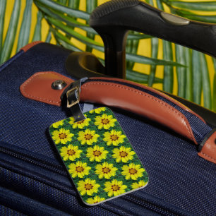 Étiquette À Bagage Coréopsis jaune et bronze Motif floral