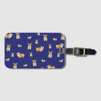 Étiquette À Bagage Corgi Bleu Royal