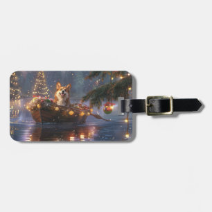 Étiquette À Bagage Corgi Christmas Festive Voyage