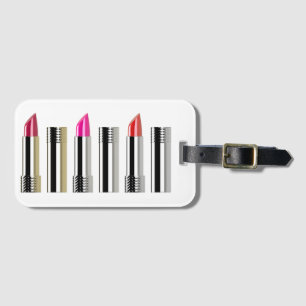 Étiquette À Bagage Cosmétologie en bâtonnet chrome rose rouge girly