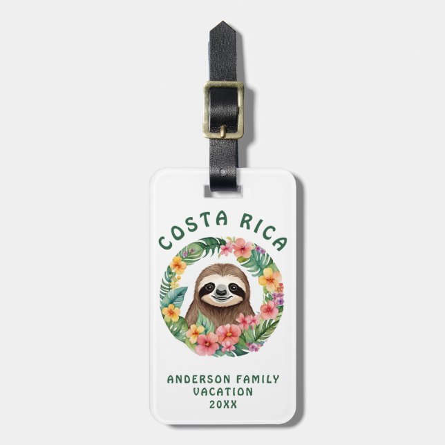 Étiquette À Bagage Costa Rica Sloth (Devant Vertical)