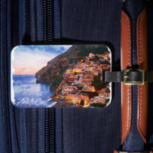 Étiquette À Bagage Côte d'Amalfi Italie Aquarelle Côte Positano