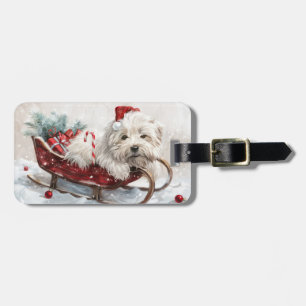 Étiquette À Bagage Coton De Tuléar Fête de Noël