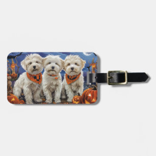 Étiquette À Bagage Coton De Tulear Halloween Éffrayant
