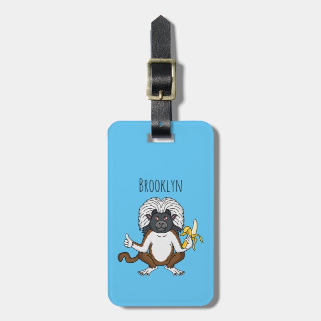 Étiquette À Bagage Cotton Top Tamarin montoon est une illustration (Devant Vertical)