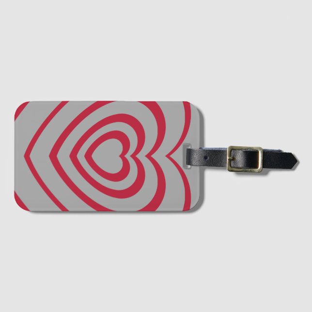 Étiquette À Bagage Couche rouge et gris Coeur esthétique (Devant Horizontal)
