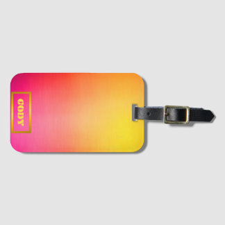 Étiquette À Bagage Coucher de soleil personnalisé Ombre rose et jaune