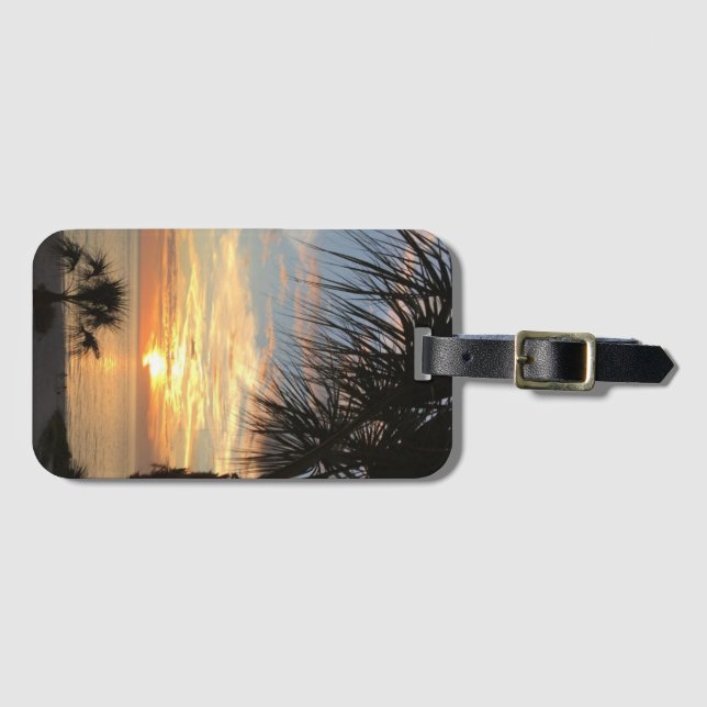 Étiquette À Bagage Coucher De Soleil Sur La Plage (Devant Horizontal)