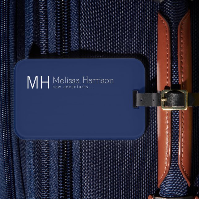 Étiquette À Bagage Couleur bleu uni personnalisée simple (Insitu Rectoal 4)