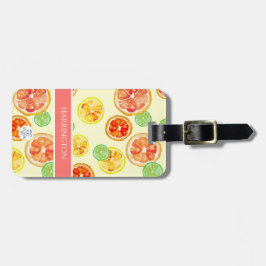 Étiquette À Bagage Couleur d'aquarelle en agrumes peints à la main