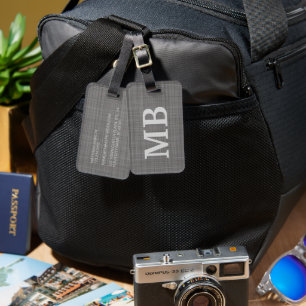 Étiquette À Bagage Couleur gris foncé moyen clair personnalisé