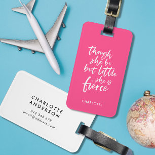 Étiquette À Bagage Couleur Personnalisée Script Petit Mais Fierce Sha