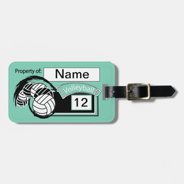 Étiquette À Bagage Couleur turquoise d'arrière - plan du 🏐 | (Devant horizontal)