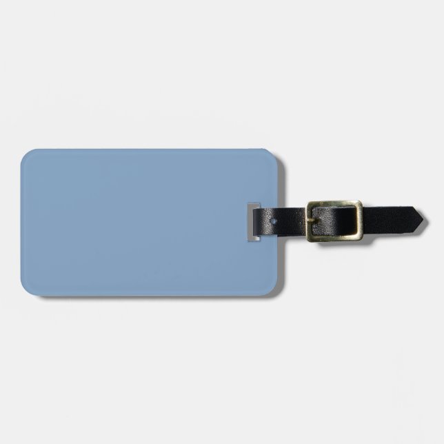 Étiquette À Bagage Couleur uni bleu pastel bleu poussiéreux (Devant horizontal)