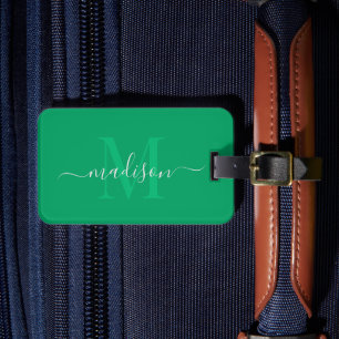 Étiquette À Bagage Couleur verte shamrock personnalisée Initiale & No
