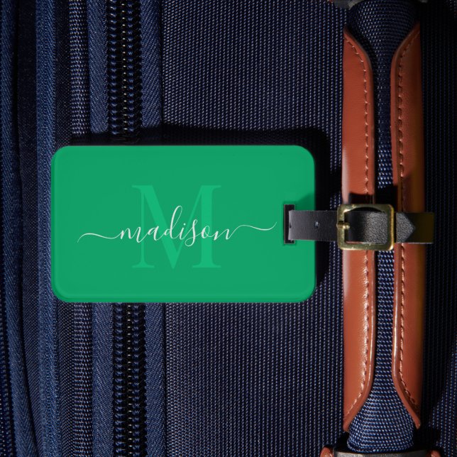 Étiquette À Bagage Couleur verte shamrock personnalisée Initiale & No (Insitu Rectoal 4)