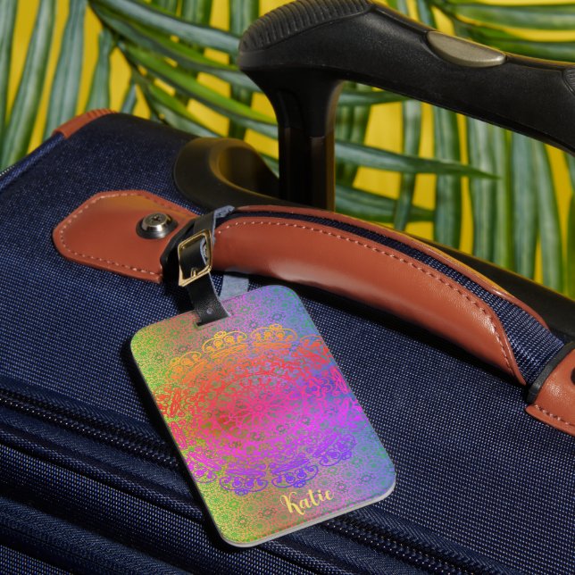 Étiquette À Bagage Couleurs arc-en-ciel de mandala (Insitu Rectoal 1)
