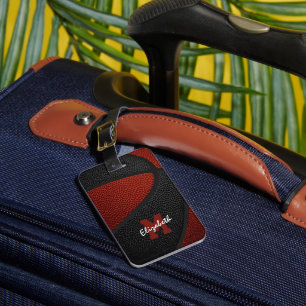 Étiquette À Bagage Couleurs de l'équipe noire de Maroon basketball pe