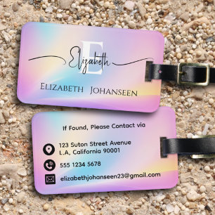 Étiquette À Bagage Couleurs pastel douces colorées Monogramme chic ra