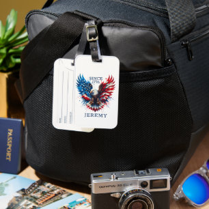 Étiquette À Bagage Couleurs patriotiques personnalisées Amérique Aigl