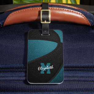 Étiquette À Bagage Couleurs turquoises de l'équipe noire personnalisé